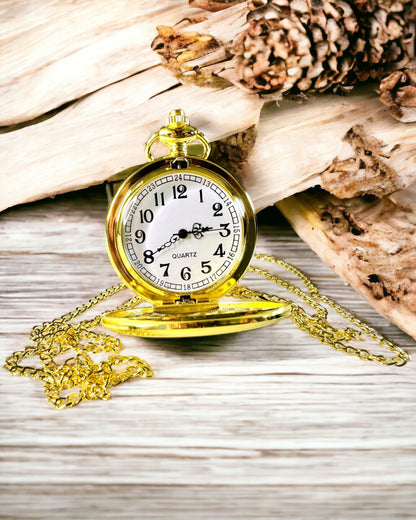 Golden Color Vintage Style Pocket Watch with Engraving Option