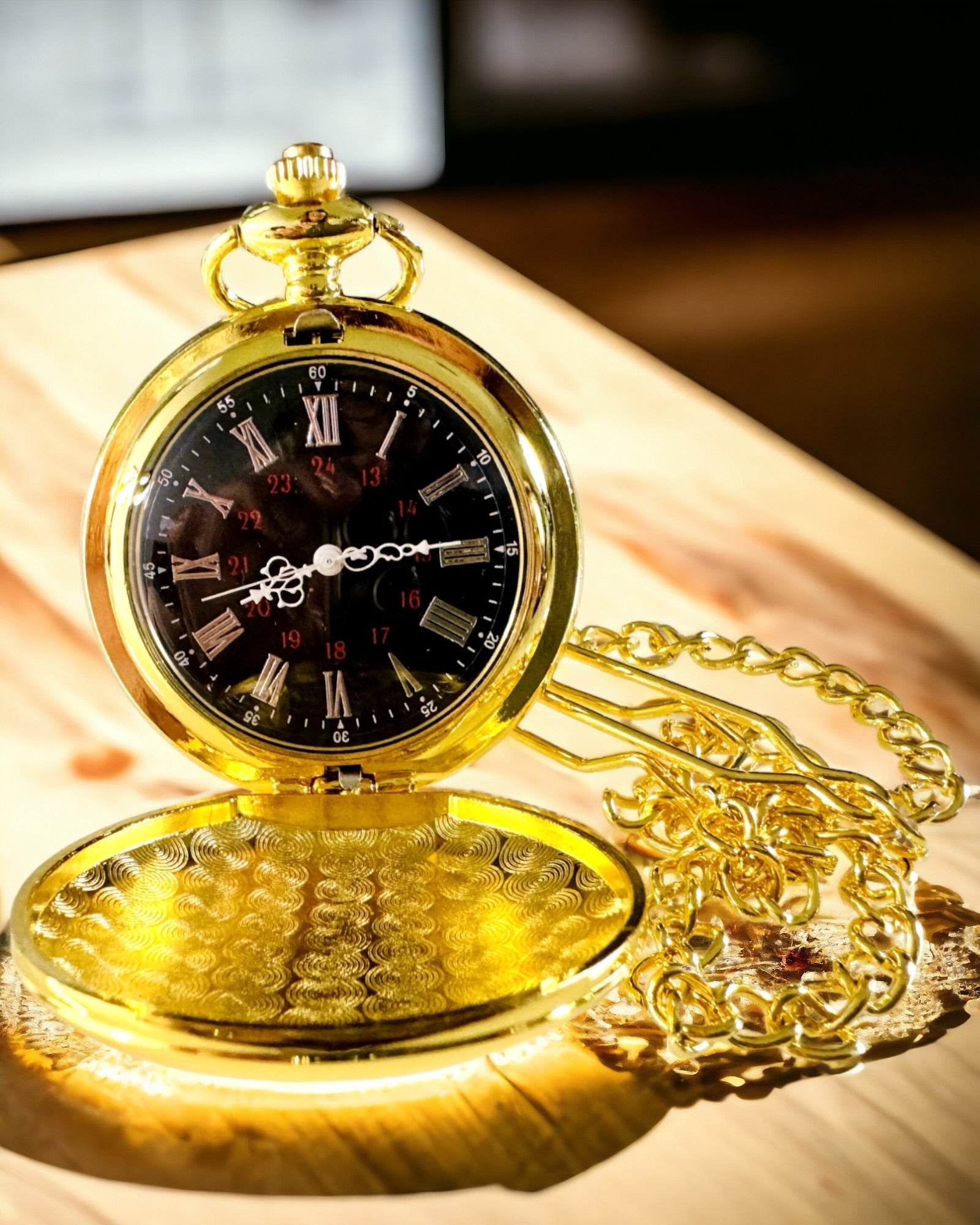 Golden Pocket Watch with Engraving Option