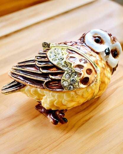 Charming Owl with Crystals - Jewelry Box with personalization option for engraving, gift