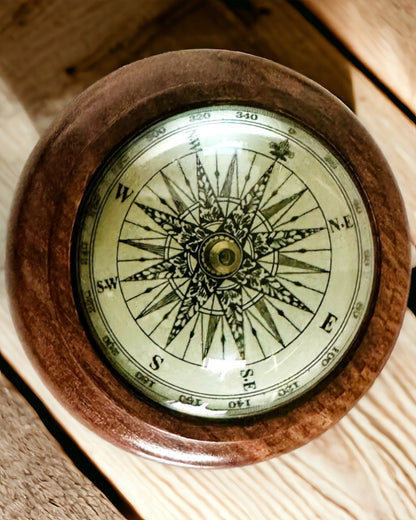 Wooden Sailing Compass with Engraving Option – Handmade, Craftsmanship