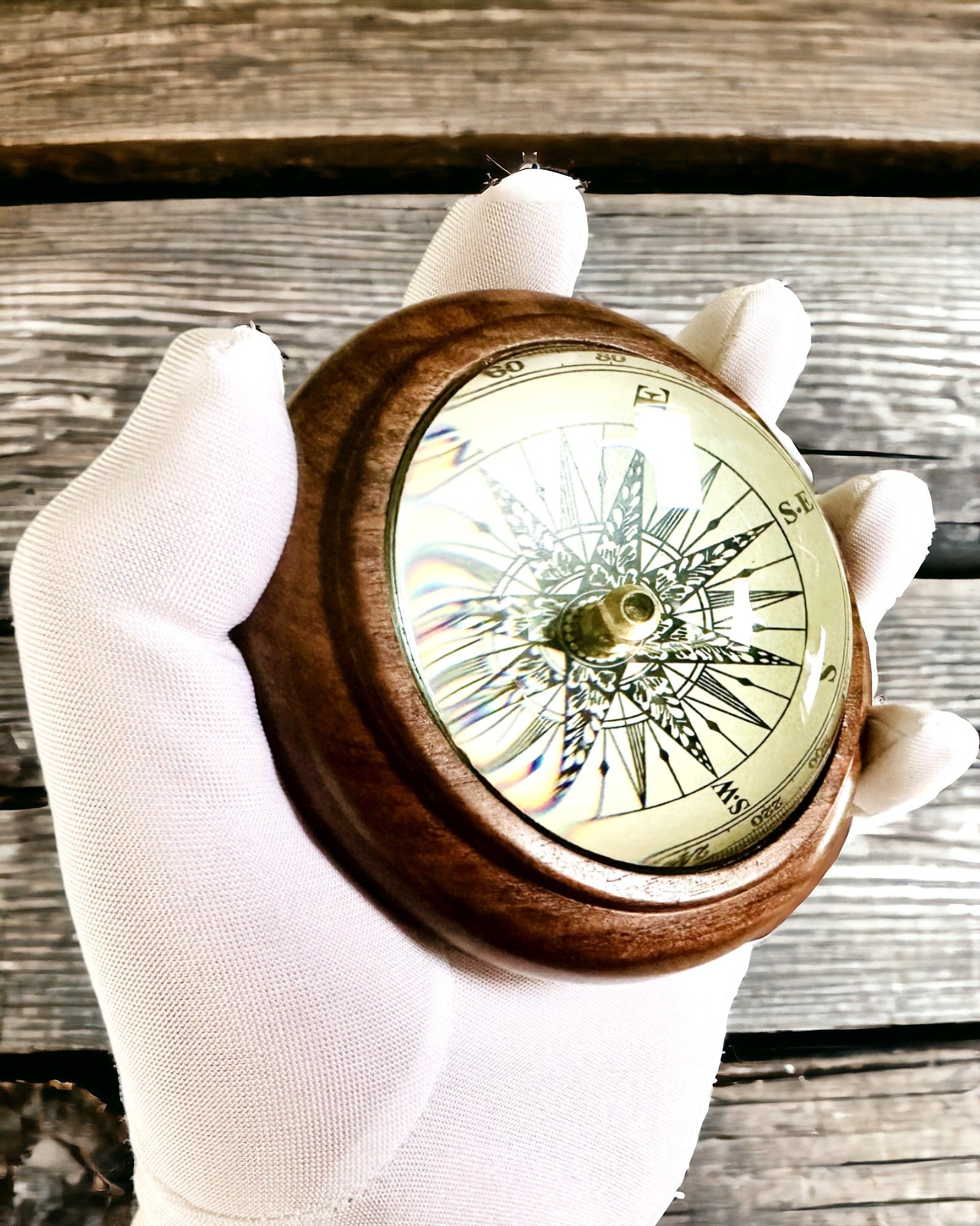 Wooden Sailing Compass with Engraving Option – Handmade, Craftsmanship