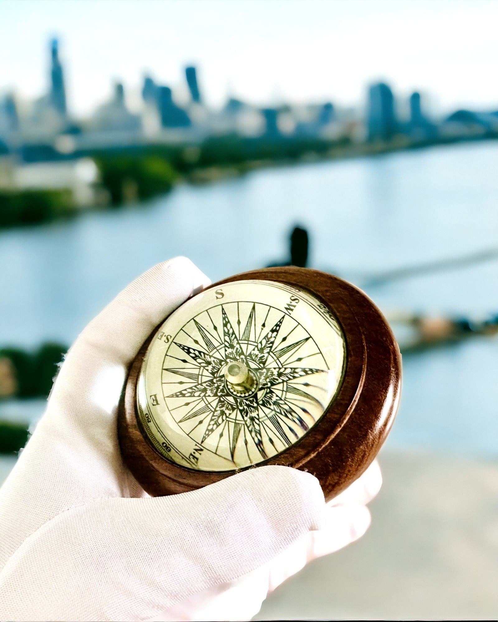 Wooden Sailing Compass with Engraving Option – Handmade, Craftsmanship