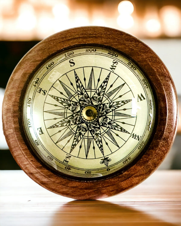 Wooden Nautical Compass with Engraving Possibility – Hand Made, Craft