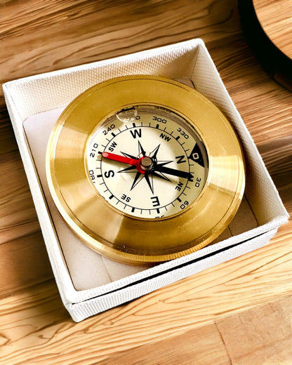 Navigation Compass with Engraving Option, Brass, Classic Design – 5 cm