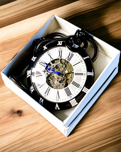 Mechanical Pocket Watch with Visible Mechanism – Personalization Option