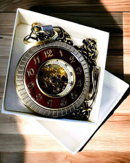 Pocket watch with a visible mechanism – personalization option through engraving