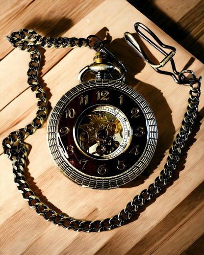 Pocket watch with a visible mechanism – personalization option through engraving