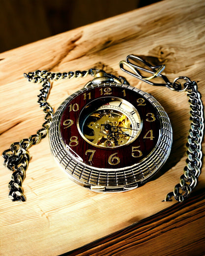 Pocket watch with a visible mechanism – personalization option through engraving