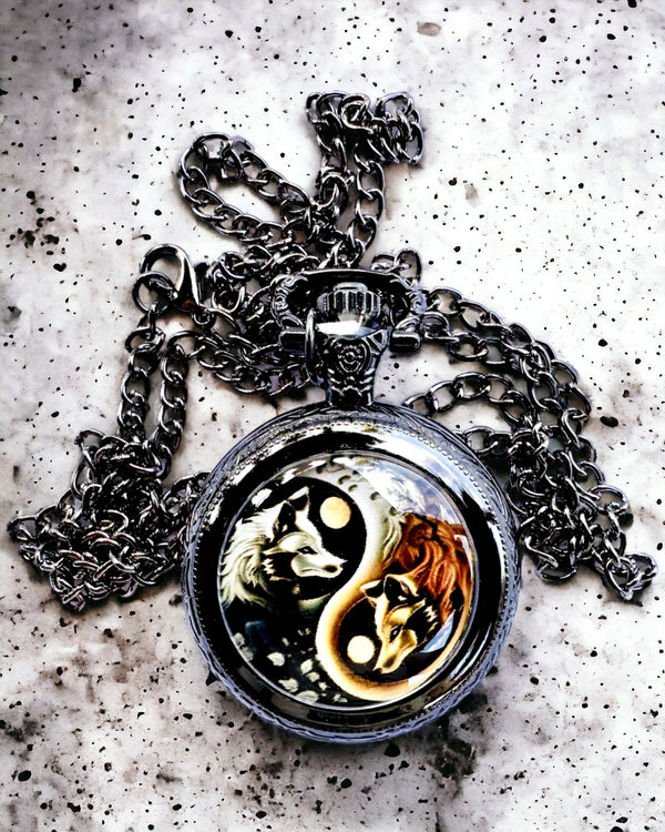 Mystic Wolves Pocket Watch with engraving option