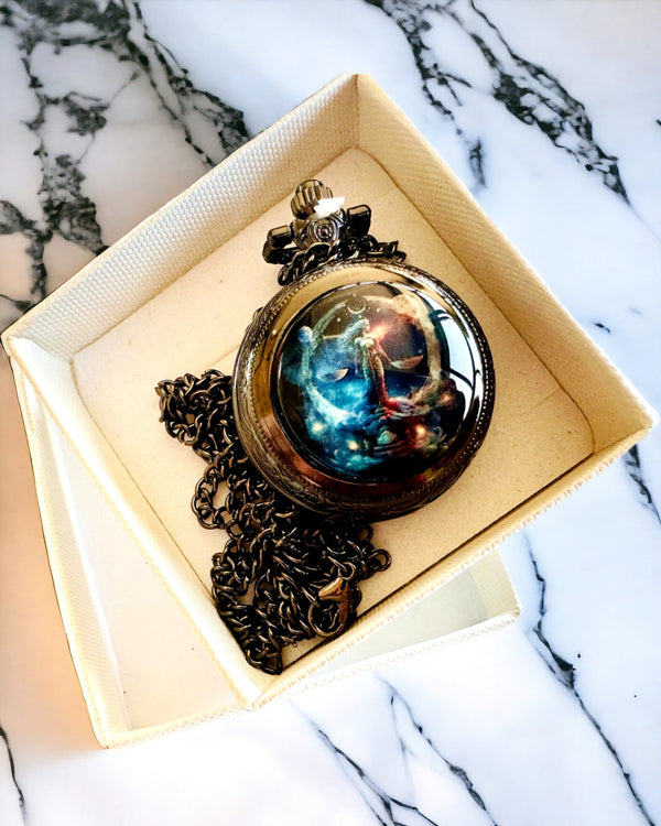 Space Pocket Watch "Galactic Timekeeper" - can be personalized with engraving