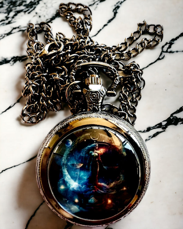 Space Pocket Watch "Galactic Timekeeper" - can be personalized with engraving