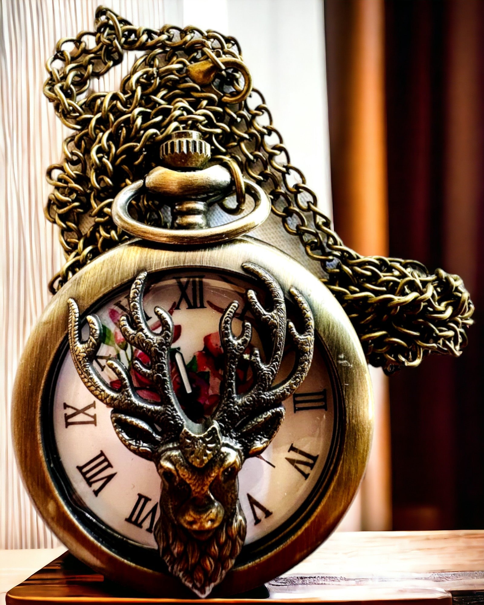 Pocket Watch "Forest Guardian" - Elegant Watch with Deer Motif, personalization option with engraving