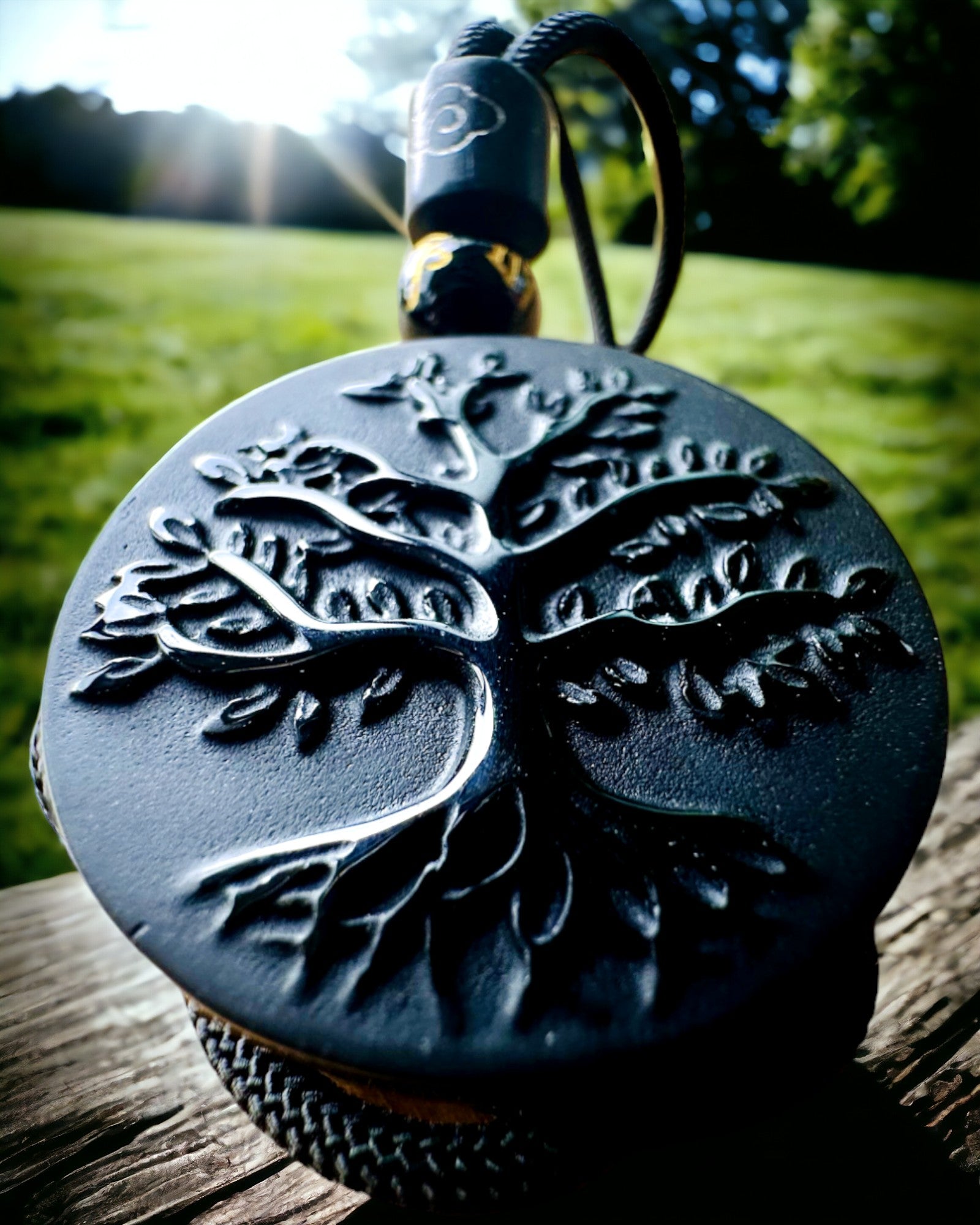 "Tree of Life" Necklace made of Obsidian - personalization with engraving