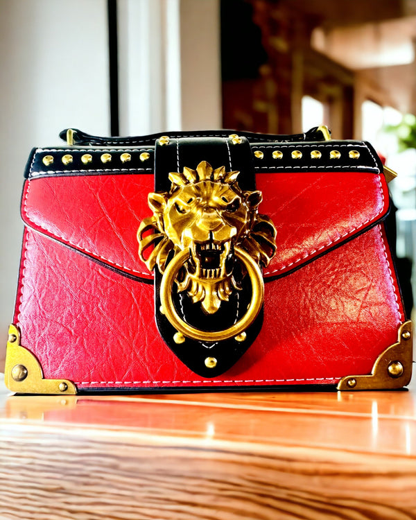 "Royal Roar" Lion Head Square Shoulder Bag