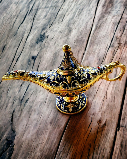 Aladdin's Magic Lamp with Engraving Option - Dark Navy Variant, interwoven with gold