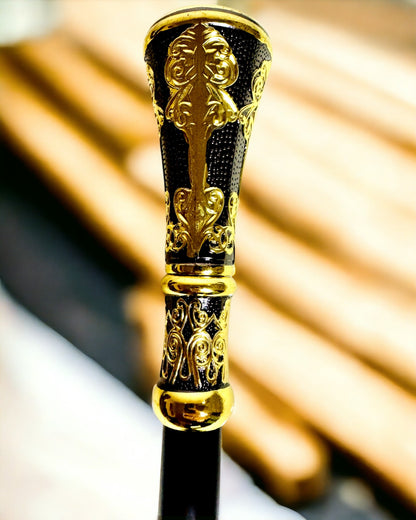 Luxury Cane with Gold Flower-Shaped Handle – Elegant and Fashionable, 93 cm