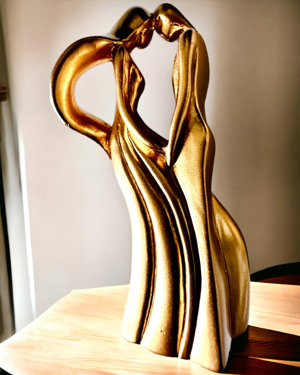 Love Sculpture - "Eternal Passion" - Small Decorative Figurine in gold color with the option of engraving