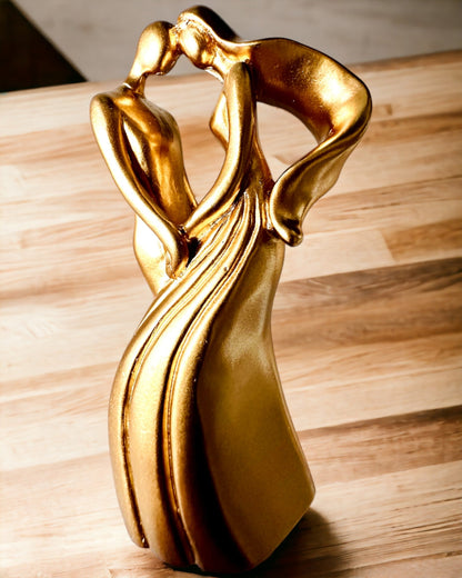 Sculpture of Love - "Eternal Passion" - Small Decorative Figurine in Gold Color with Engraving Option