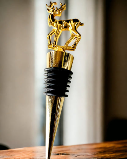 Exclusive Metal Wine Stopper with Deer - Elegant and Functional, personalization option with engraving