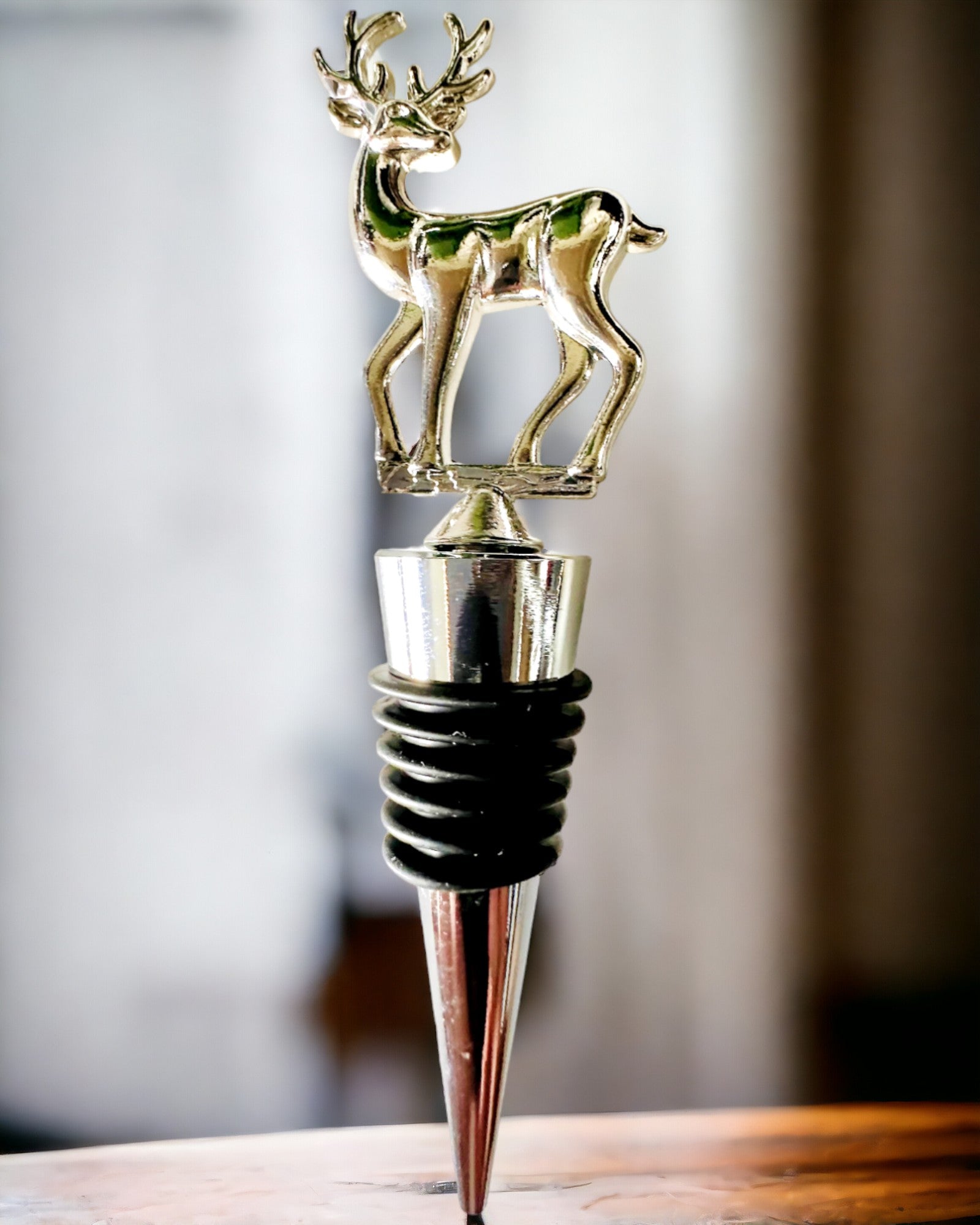 Exclusive Metal Wine Stopper with Deer - Elegant and Functional, personalization option with engraving