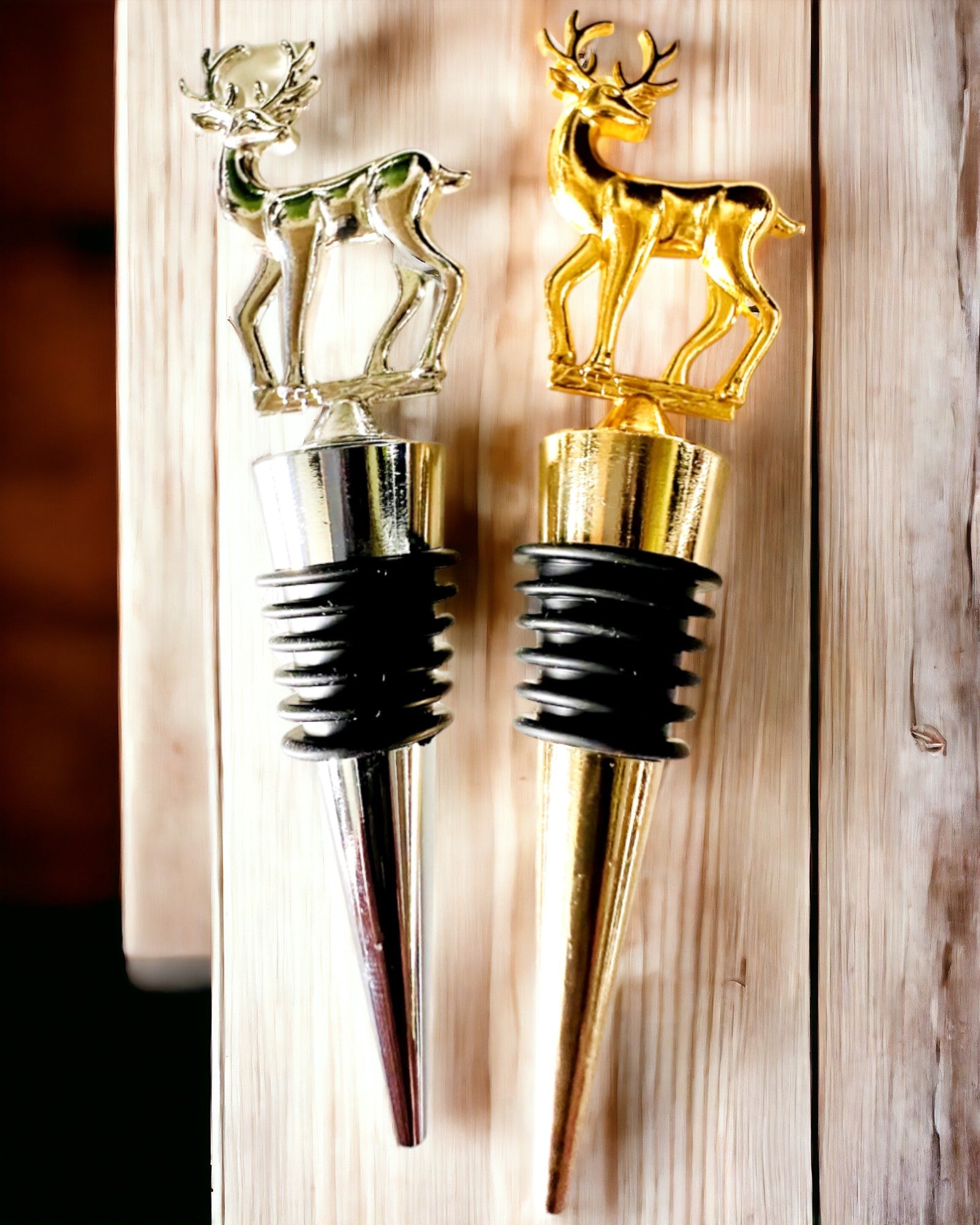 Exclusive Metal Wine Stopper with Deer - Elegant and Functional, personalization option with engraving