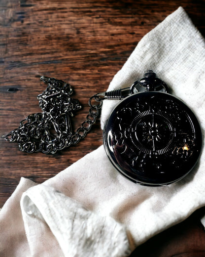 Pocket watch style compass "Navigator" - Dark metal color