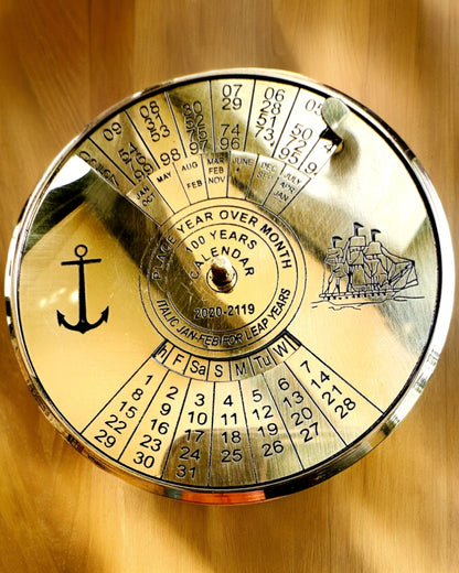 Eternal Calendar "Marine Sail" – Brass 100-Year Calendar - possible engraving for a gift