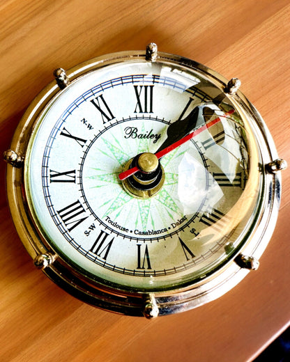 Bailey Compass Clock - Elegant Compass-Themed Clock with Engraving Option