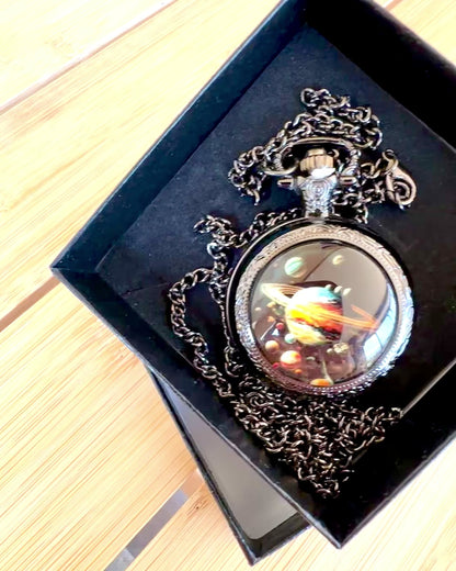 "Galactic Secret" Cosmic Pocket Watch, personalization with engraving for a gift