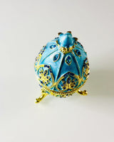 Heavenly Faberge Egg - Enameled Jewelry Organizer - color sky blue. Engraved personalization