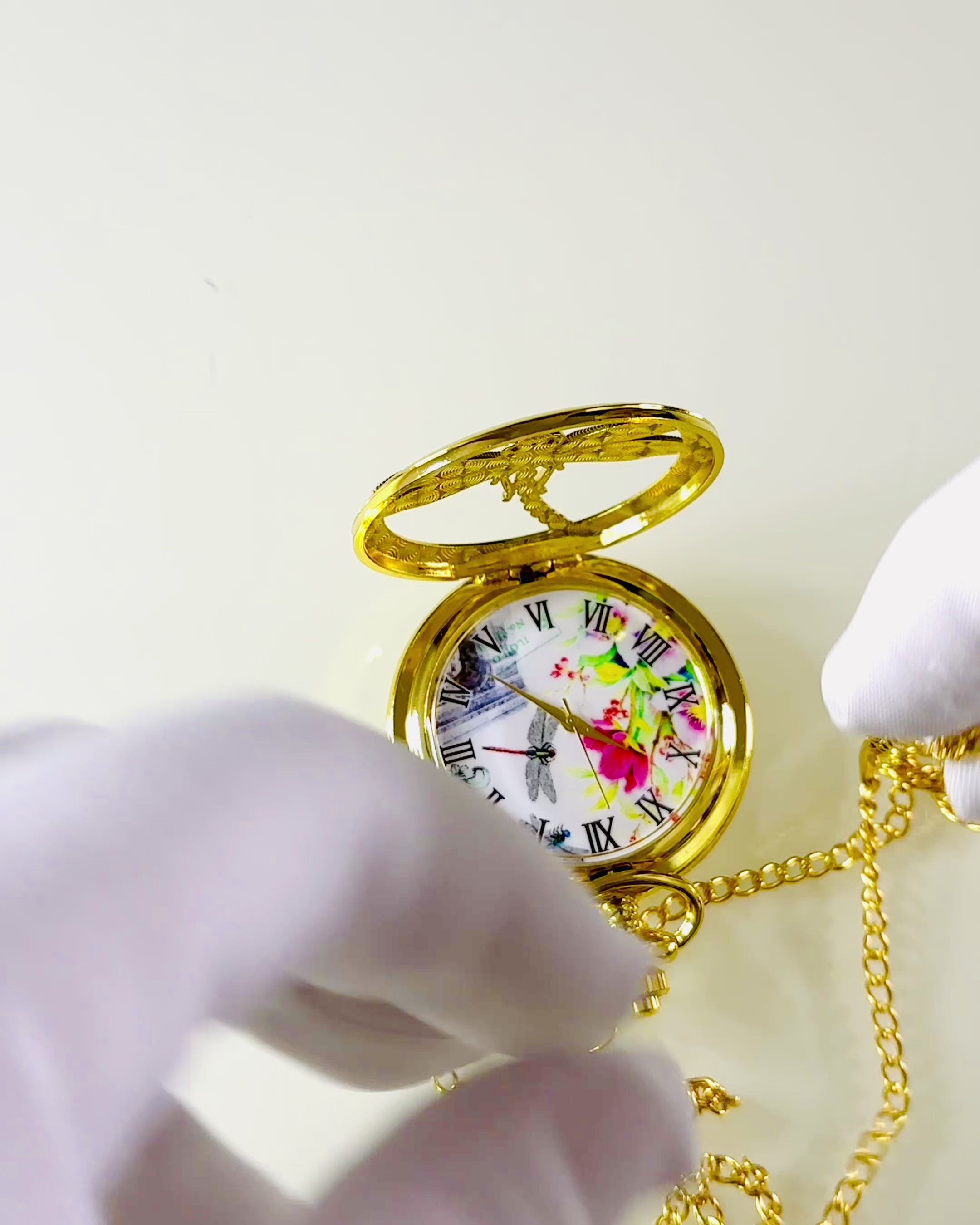 Classic Vintage Pocket Watch with Transparent Cover