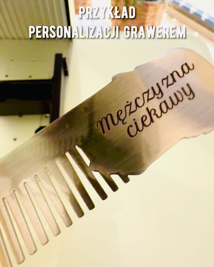 GroomMaster - Elegants Metāla Ķemme ar Gravējumu, personalizācija ar gravējumu