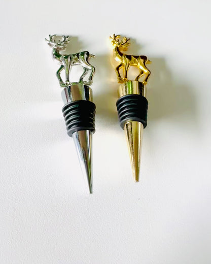 Exclusive Metal Wine Stopper with Deer - Elegant and Functional, personalization option with engraving