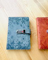 Exclusive Notebook, PU leather, A5 with Combination Lock - "Secret Journal", personalized with engraving