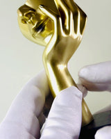 Abstract Hand Sculpture "Touch of Art" - European Style Office Decoration, Engraving Personalization 2 Pieces