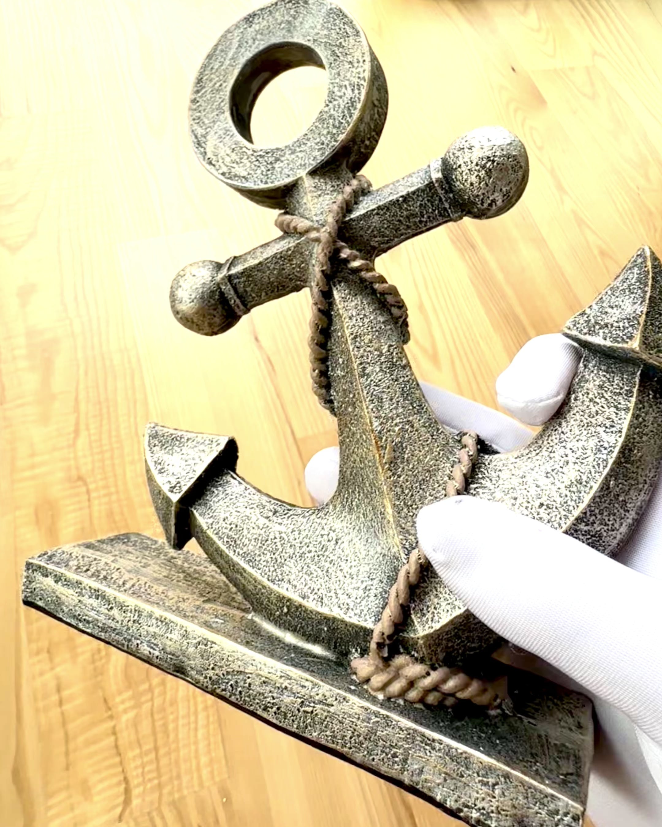 Rustic Resin Anchor Sculpture - "Sea Legend", anchor personalization with engraving