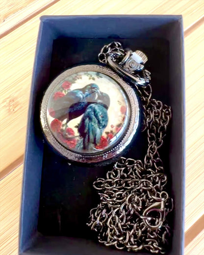 Pocket Watch 'Kiss of the Crows' with Engraving – personalization with engraving for a gift