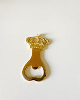 Bottle opener "King's Crown" in gold color, can be personalized with engraving