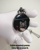 Classic Mechanical Pocket Watch with Double Cover - Manual, Black, personalized with engraving