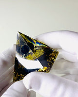 Crystal Pyramid of Amethyst - Brings Positive Energy and Supports Meditation. Color gold - black