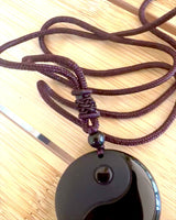 Obsidian Yin Yang Tai Chi Boho Necklace, can be personalized with engraving for a gift