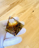 Prosperity Crystal Pyramid Lucky Crystal Ball, Tiger Eye Stone, Copper Lotus