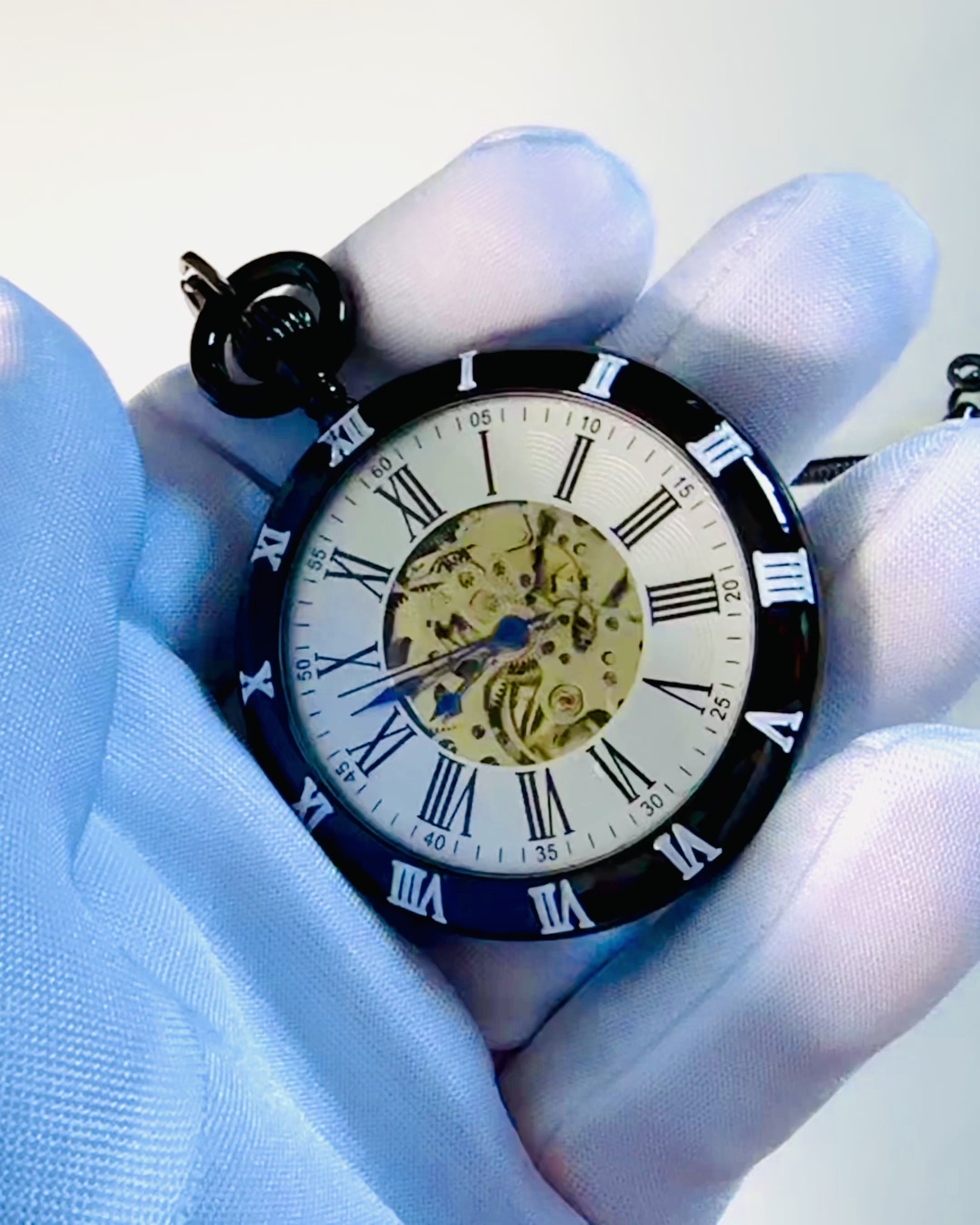 Mechanical Pocket Watch with Visible Mechanism – Personalization Option