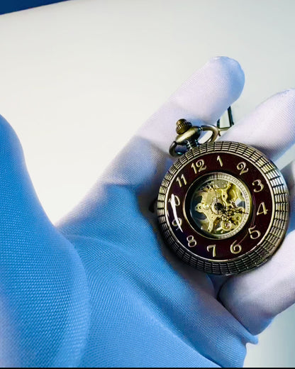 Pocket watch with a visible mechanism – personalization option through engraving