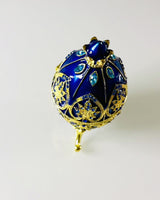 Exclusive Faberge Egg - Dark Blue - Decorative Enamel Jewelry Box