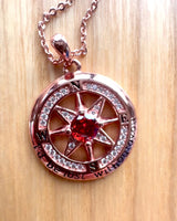 Necklace "Love Compass" with cubic zirconia, can be personalized with engraving