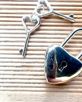 Keys of Love - Silver 2 Mini Heart-Shaped Padlocks, can be personalized with engraving for a gift