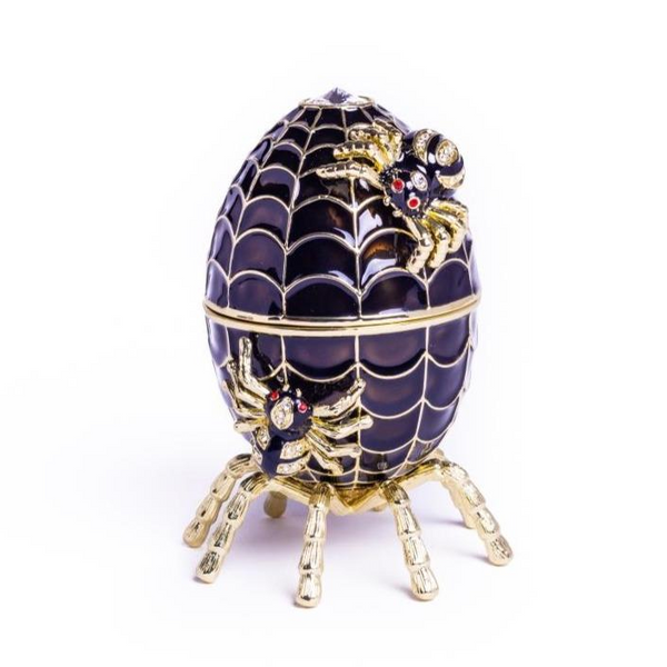 Black Faberge Egg Spiderweb Decoration Music Playing Egg - home or office decoration