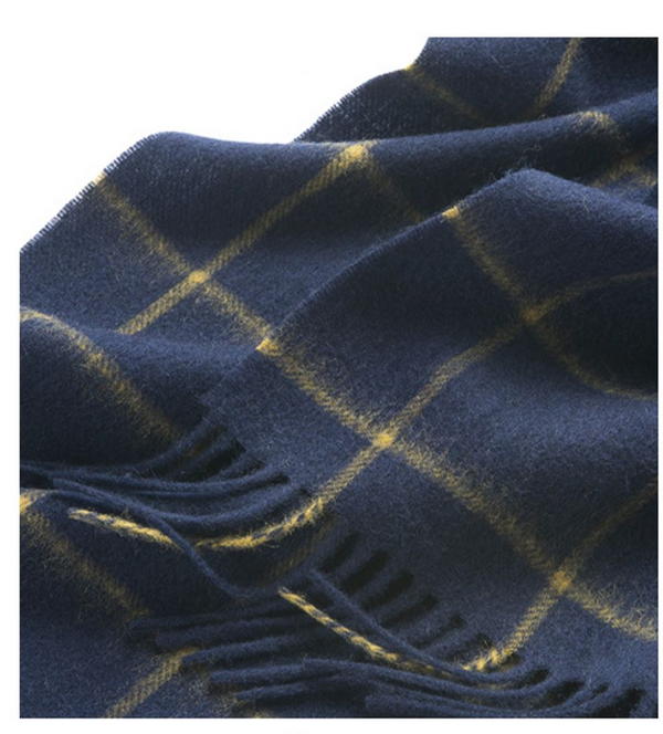 Check Lambswool Scarf Woven Navy Camel