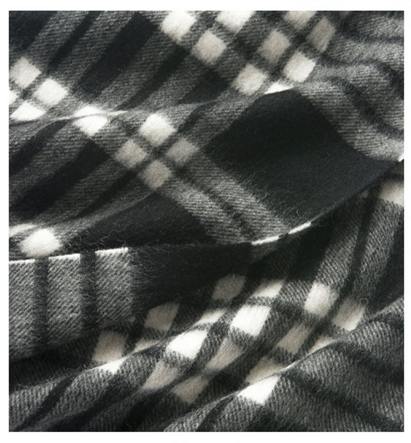 Check Lambswool Scarf Woven Black White